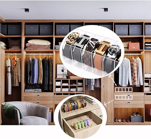 Miniatura 2 de Organizador de cinturón, organizador de cinturón para armario, organizador de cinturón de acrílico de 5 compartimentos, organizador de cinturón