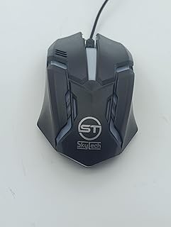 ماوس العاب ضوئي سلكي بمنفذ USB - 3 ازرار، دقة عالية 1000 نقطة لكل بوصة، اضاءة خلفية LED، تصميم مريح - اسود