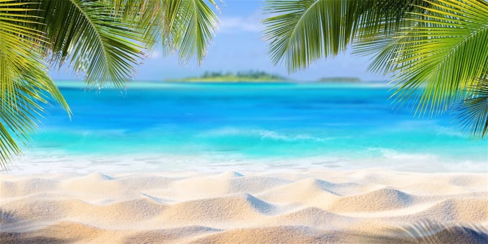 Renaiss 10x5ft Hawaii Ocean Sandy Beach Backdrop Tropical Seaside Palm Trees Nature Photography Background Summer Holiday Honeymoon Kid Adult Photo Booth Shoot Vinyl Studio Props