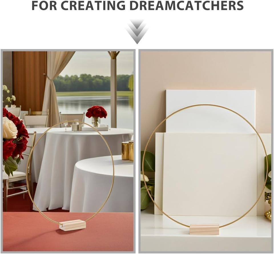 Ciieeo 8 Sets Metal Floral Hoop Centerpiece with Stand - Metal Macrame Wreath Ring Table Centerpiece Decorations for DIY Crafts Wedding Decor Wall Hanging