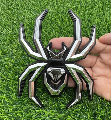 Image of 1pc Big 5.5inch Spider Emblems 3D Fender Rear Door Badges Custom Sticker Nameplate Replacement for Universal Car Body Motorcycle SUV Widow Door Edition Decoration (Chrome Black)