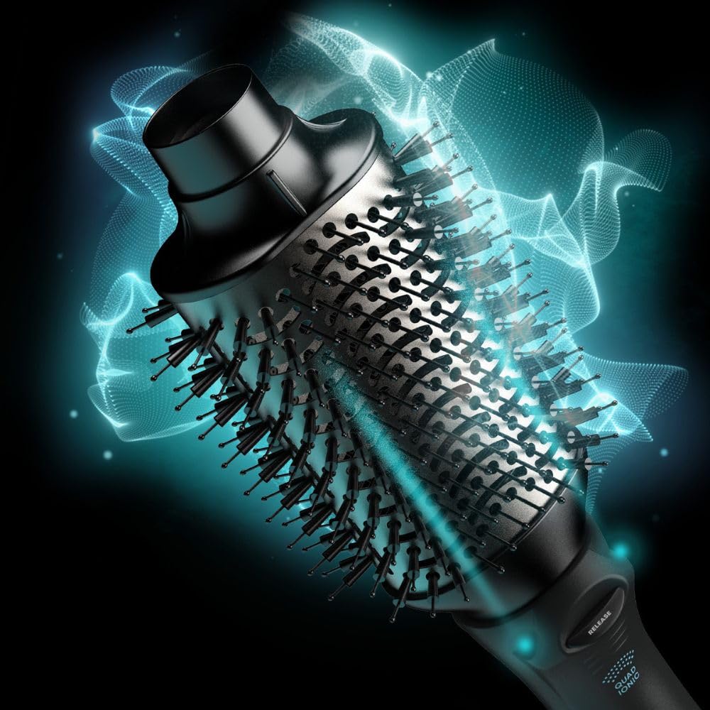 REVAMP Voluminizador y Estilizador de Aire Caliente 4 en 1 | 2 Cabezas, Secado, Volumen, Brillo, Función Secador, Desenredador, Cepillo Intercambiable
