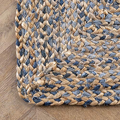 Nuloom Eliz Braided Denim And Jute Area Rug, 6' X 9', Blue #TOP4