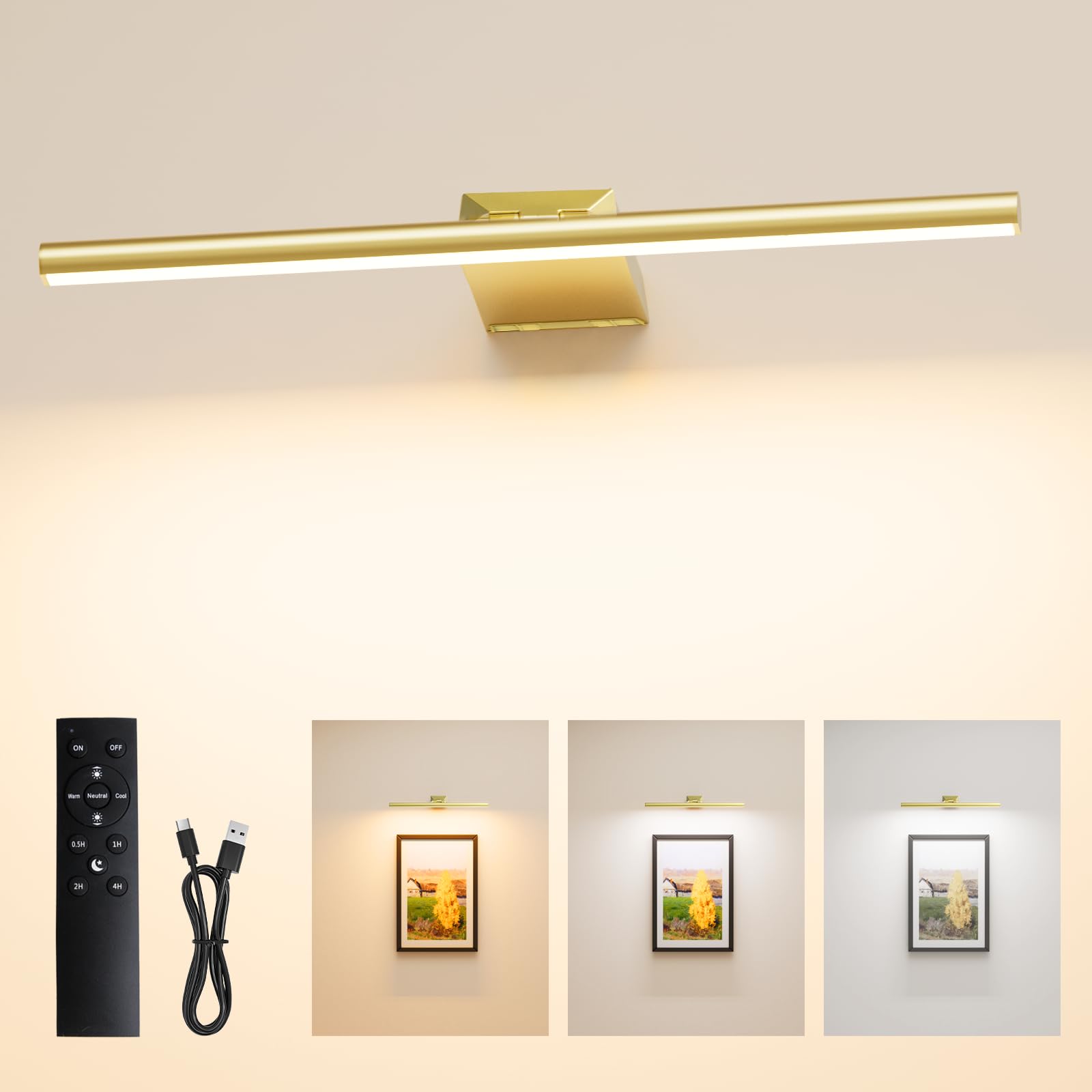 Éclairage mural sans fil, 30 cm, 10 000 mAh, batterie avec télécommande, 3 températures de couleur, 5 intensités d'éclairage, IRC 95+ pour peindre des photos, portraits, éclairage de