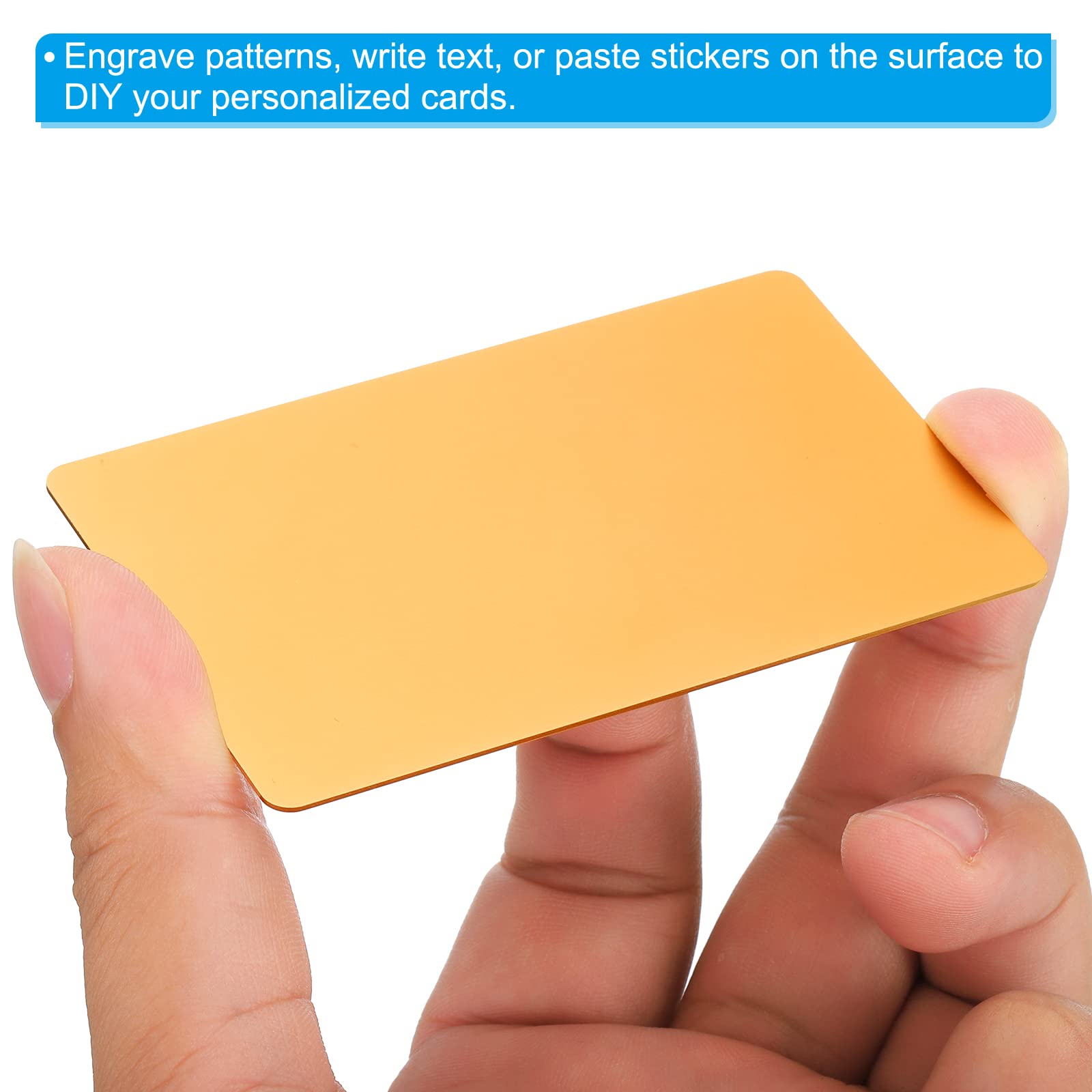 PATIKIL 0.8mm Metal Business Cards, 12 Pack Blank Name Card Laser Engraving Anodized Aluminum for DIY Gift Cards Golden - Image 4