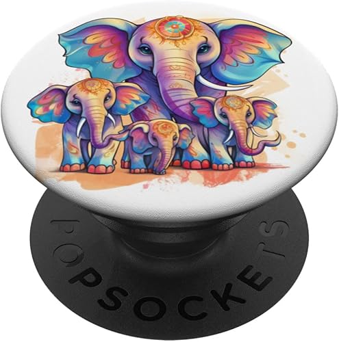 Cute 3 Kids Mama Elephant - Madre de 3 niños niños PopSockets intercambiables PopGrip