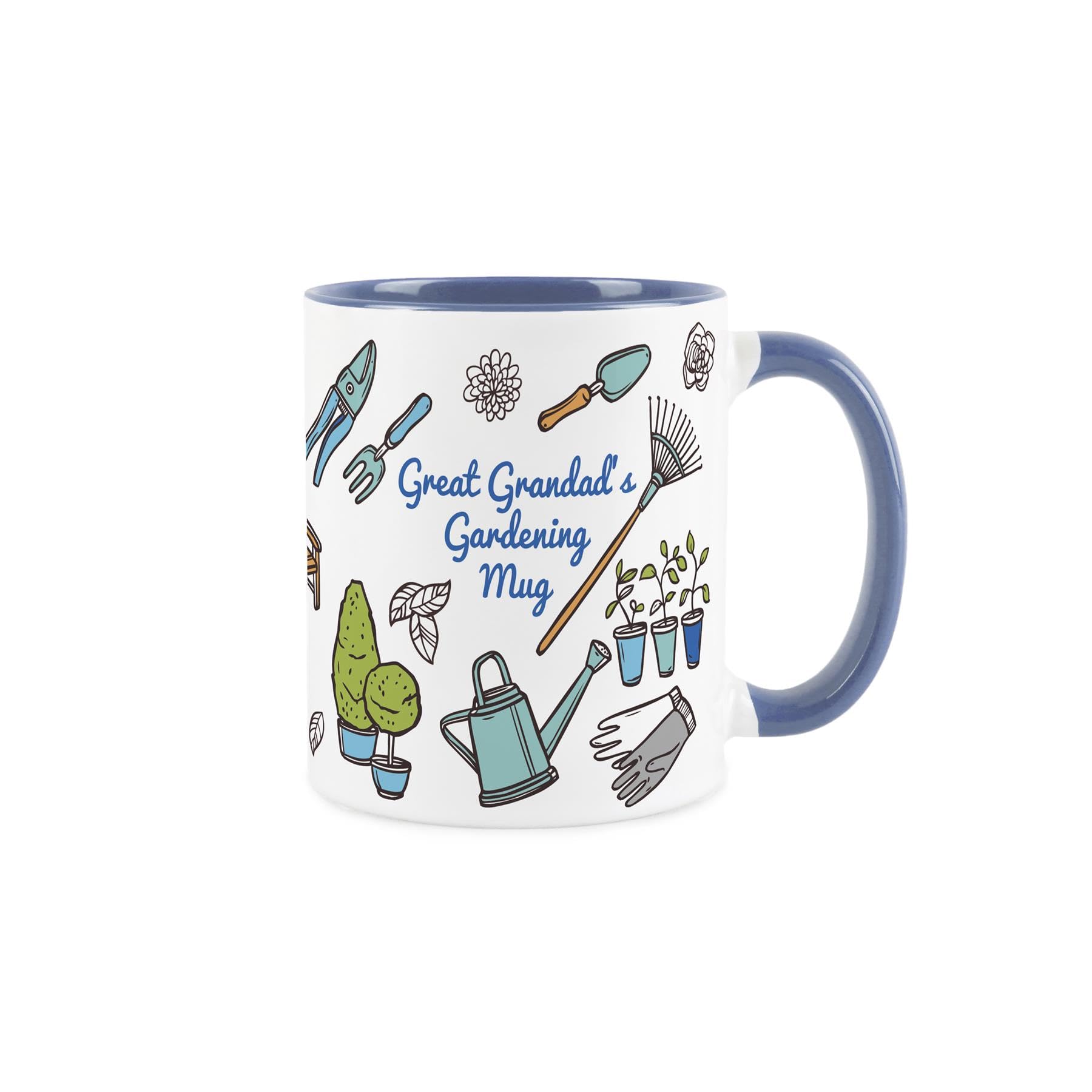 Great Grandads Gardening Mug - Gardening Accessories & Tools Presents - White & Blue Coffee/Tea Gift for Gardeners 11oz