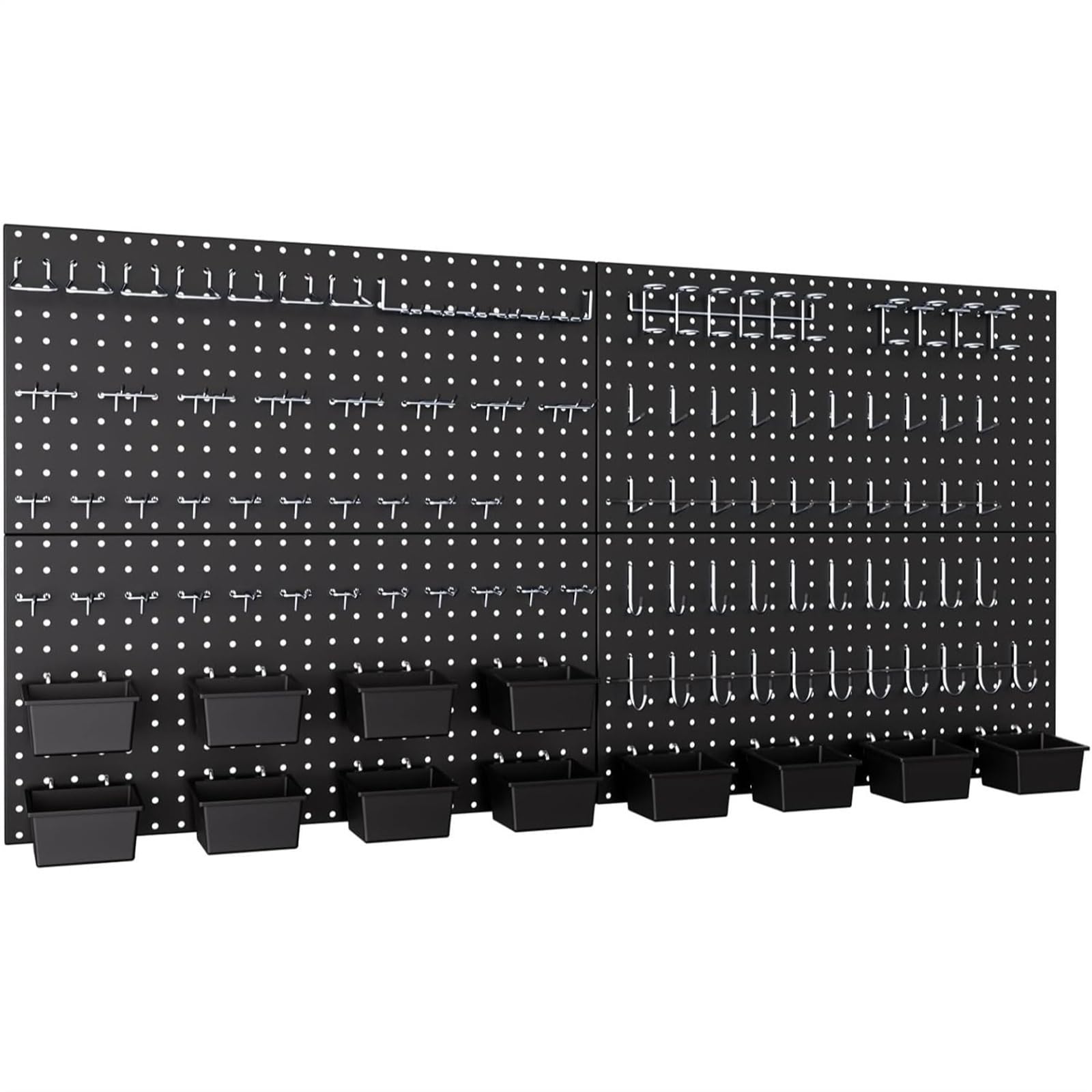 XILEUDUOD Pegboard Metal Pegboard Wall Organizer, 48x24 Inch Black Pegboard Panels Tool Storage Kit with Hooks and Bins