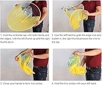 Vista 9 de Fydun S Foldable Raincoat Portable Reusable Hooded Waterproof Umbrella Hat Raincoat Light Blue Wide Range of Uses (Light Blue)