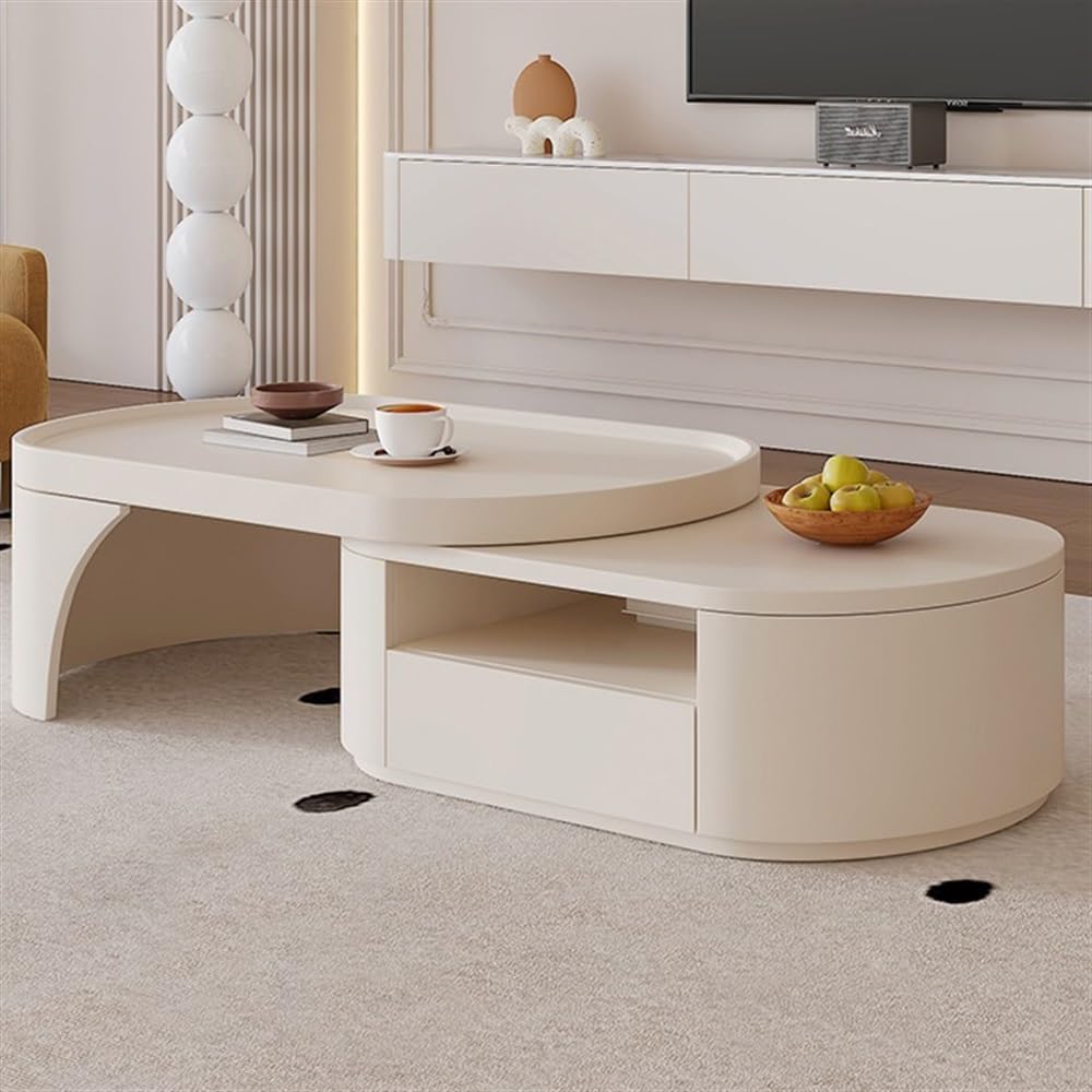 Side End Table Adjustable Coffee Table, Multifunctional Modern Dining Table for Living Room, Expandable Space-Saving Tea Table, Home Furniture Accent Coffee Table for Living Room Bedroom Office