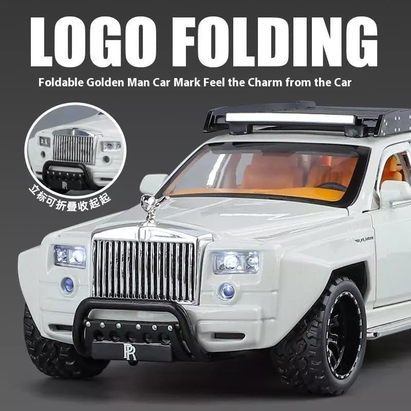 Image of 1:32 Rolls-Royce Phantom 6x6 Alloy Pickup Diecast Model Car Sound & Light Diecast Model Car Vehicle for Kids Best Gift Toy (1:32 Rolls-Royce Phantom 6x6 - White)