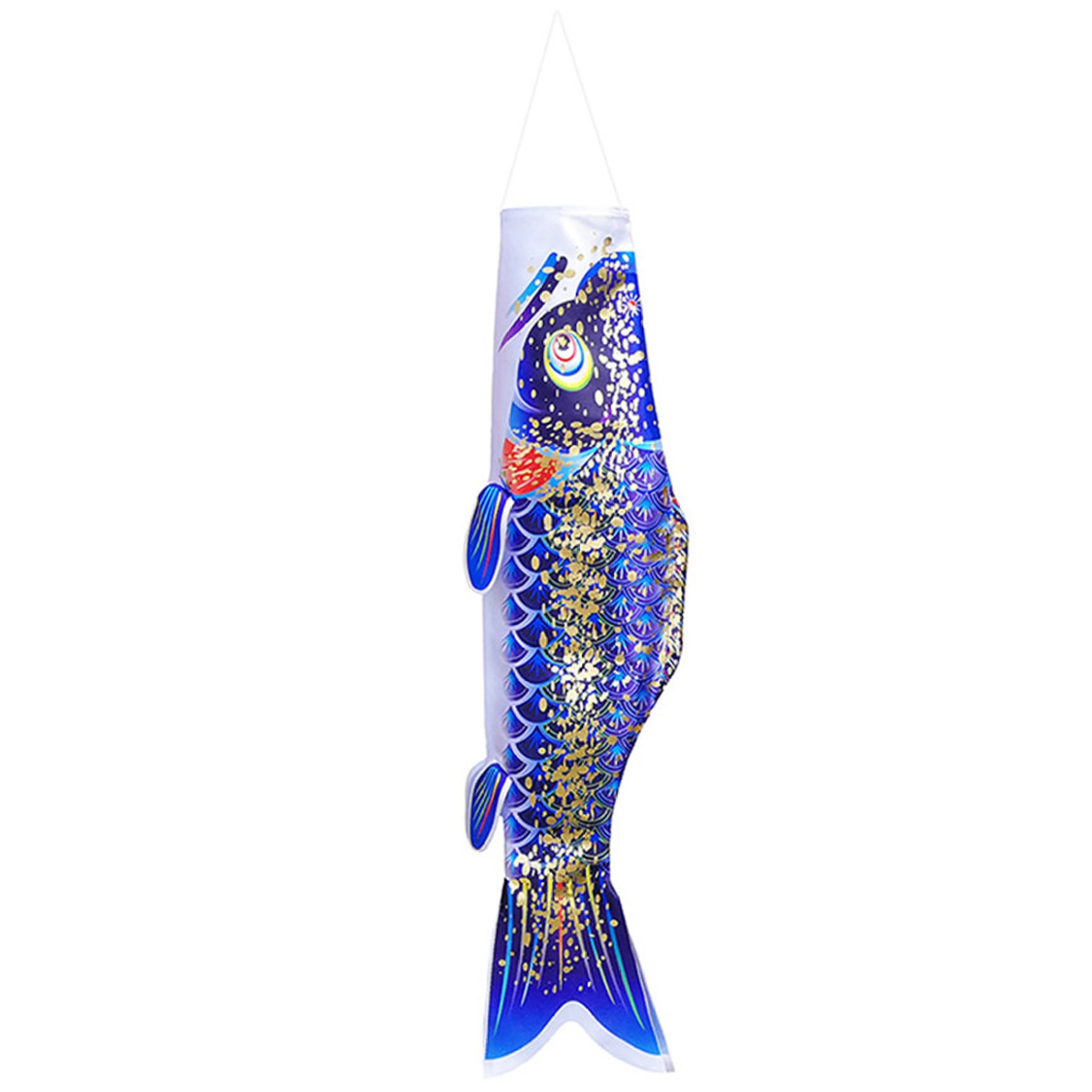 Windsock Wind Sock, Japanese Carp 27.6 Inch 3D Hot Stamping Windsock Banners Hanging Japanese Garden Decor, For Izakaya Room Outdoor Yard Decoration, Blue