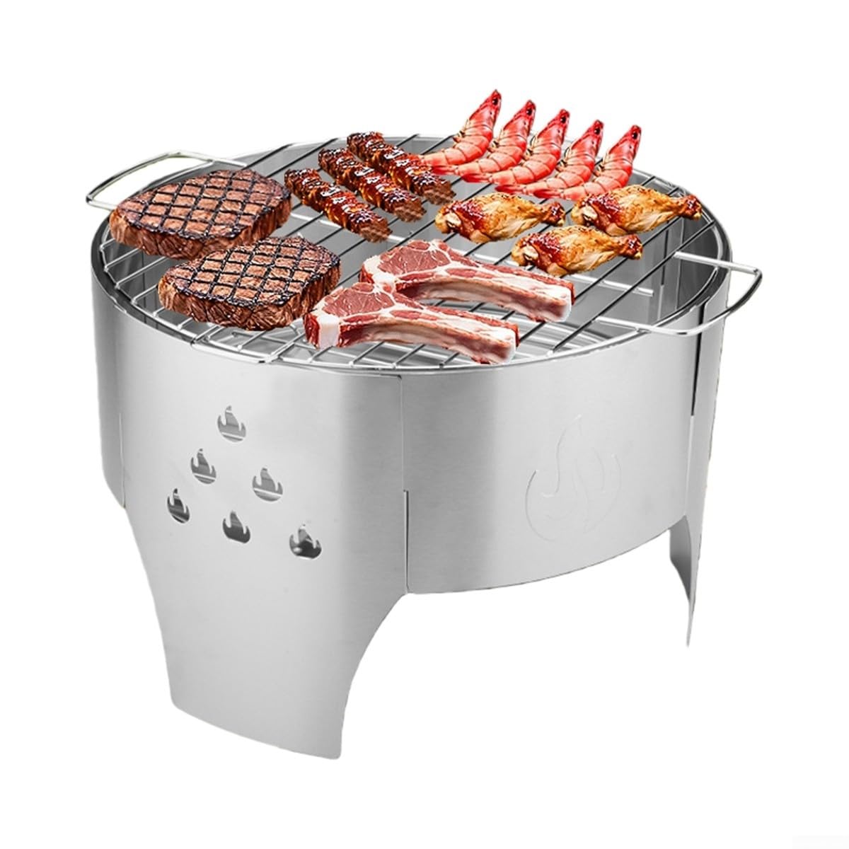 Przenośny grill węglowy ze stali nierdzewnej – lekki, łatwy w montażu, na kemping, plażę, do ogrodu, na imprezy, gotowanie na świeżym powietrzu, dla entuzjastów grillowania