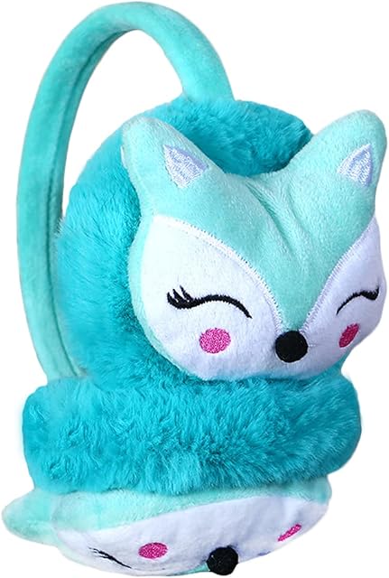 Kids Furry Winter Earmuffs Cute Fox Plush Faux Fur Earmuffs Girls Boys Soft Warm Fleece Cushioned Ear Warmers Earflaps Ears Protector Children Warm Ear Covers Xmas Gift Winter Birthday Gift