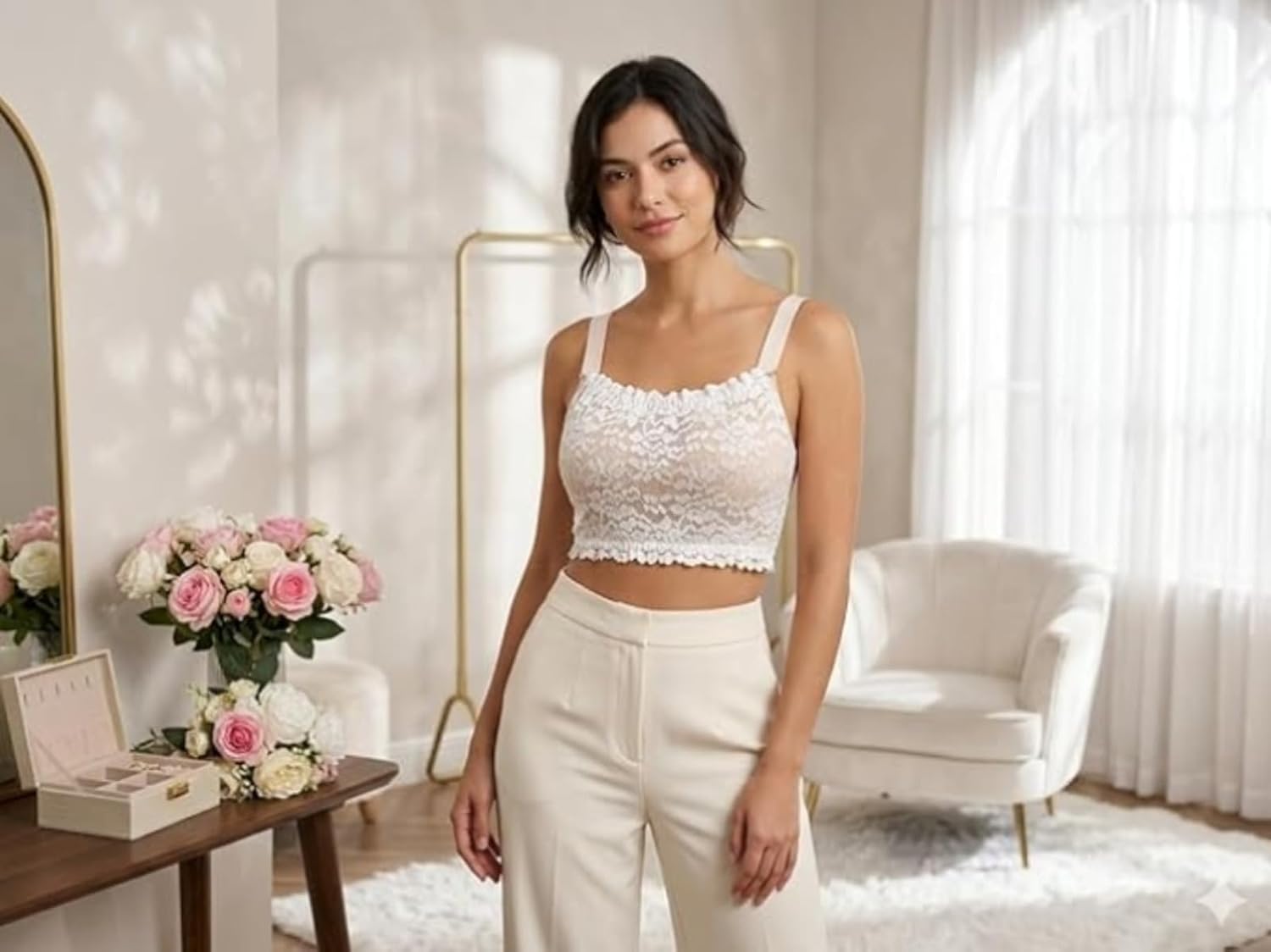 3Pcs Lady Lace Wearable Mock Camisole Bra Insert Overlay Modesty Panel Vest lace Bralette Bra Inserts
