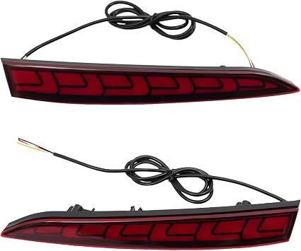 LED Rear Bumper Reflector Light Compatible with Hyundai Accent 2018-2022 Left+Right Rear Bumper Light Kit ABS Black Red