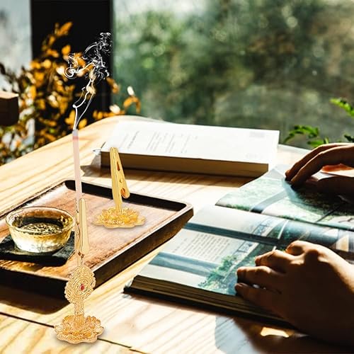Miniatura 7 de WEBEEDY 3 piezas de soporte de incienso con clip para quemador de incienso de Buda, abrazadera de pie con base de loto para cenizas de incienso,