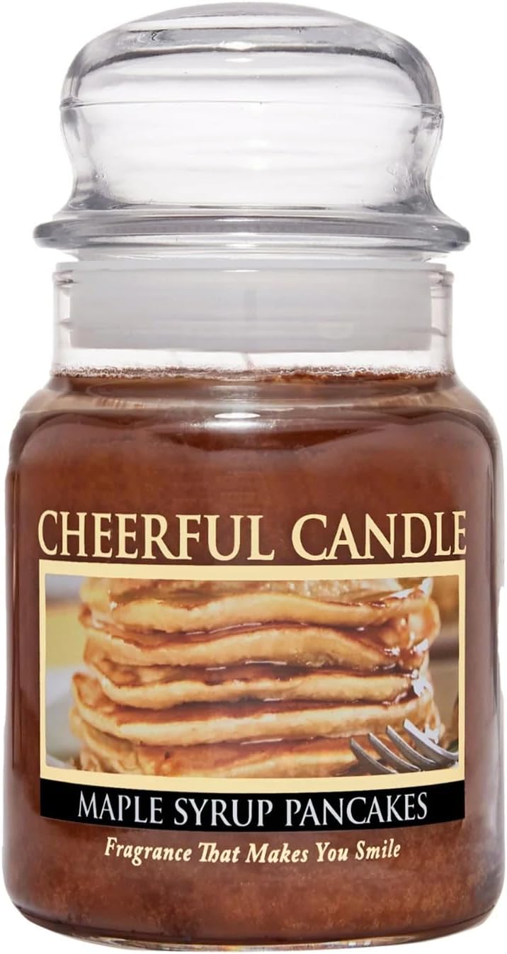 A Cheerful Giver - Maple Syrup Pancakes Scented Glass Jar Candle (24 oz) with Lid & True to Life Fragrance Made in USA