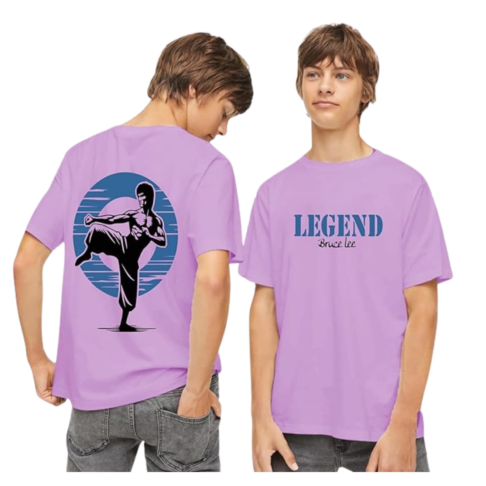 Uniplanet Store Maglietta da ragazzo in misto cotone, mezza manica, vestibilità normale, viola