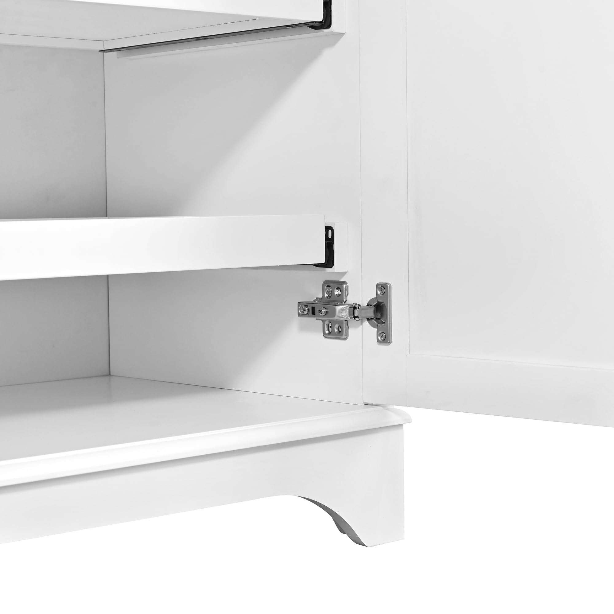 Armario alto con estantes ajustables y cajones, estantería con estantes extensibles y puertas de frigorífico, ideal para comedor, salón y cocina (color blanco)