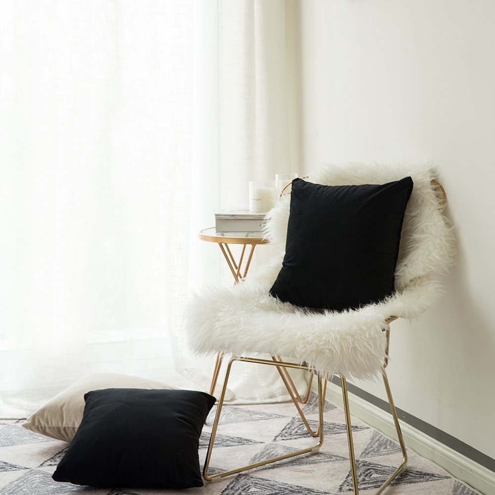 MIULEE Confezione da 2 Federe in Velluto Copricuscini Decorativi Fodere Quadrate per Cuscino per Divano Camera da Letto Casa50X50cm Nero