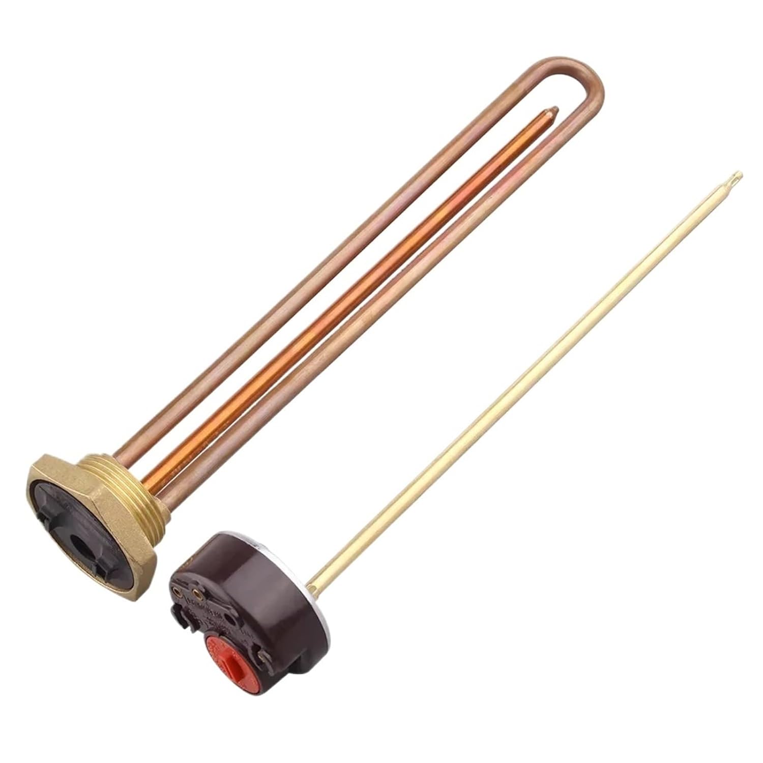 DN32 Immersion Water Heating Element 220V with Temperature Regulator 1.25" Tubular Electric Water Heater 1.2/1.5/2kw/3kw(1500w,Only Heater)