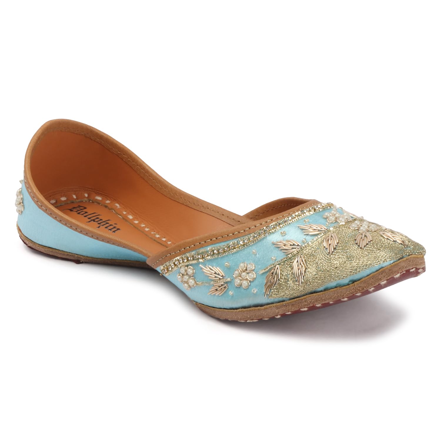 Women Ice-Blue Embroidered Ethnic Mojaris Flat for Festive & Party DJ-11-image-31