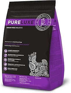 PURELUXE Grain and Gluten Free Dog Food, Turkey, Split Peas, and Salmon Elite Nutrition, for Small Breed Dogs at All Life Stages, Made in The USA, 4lbs