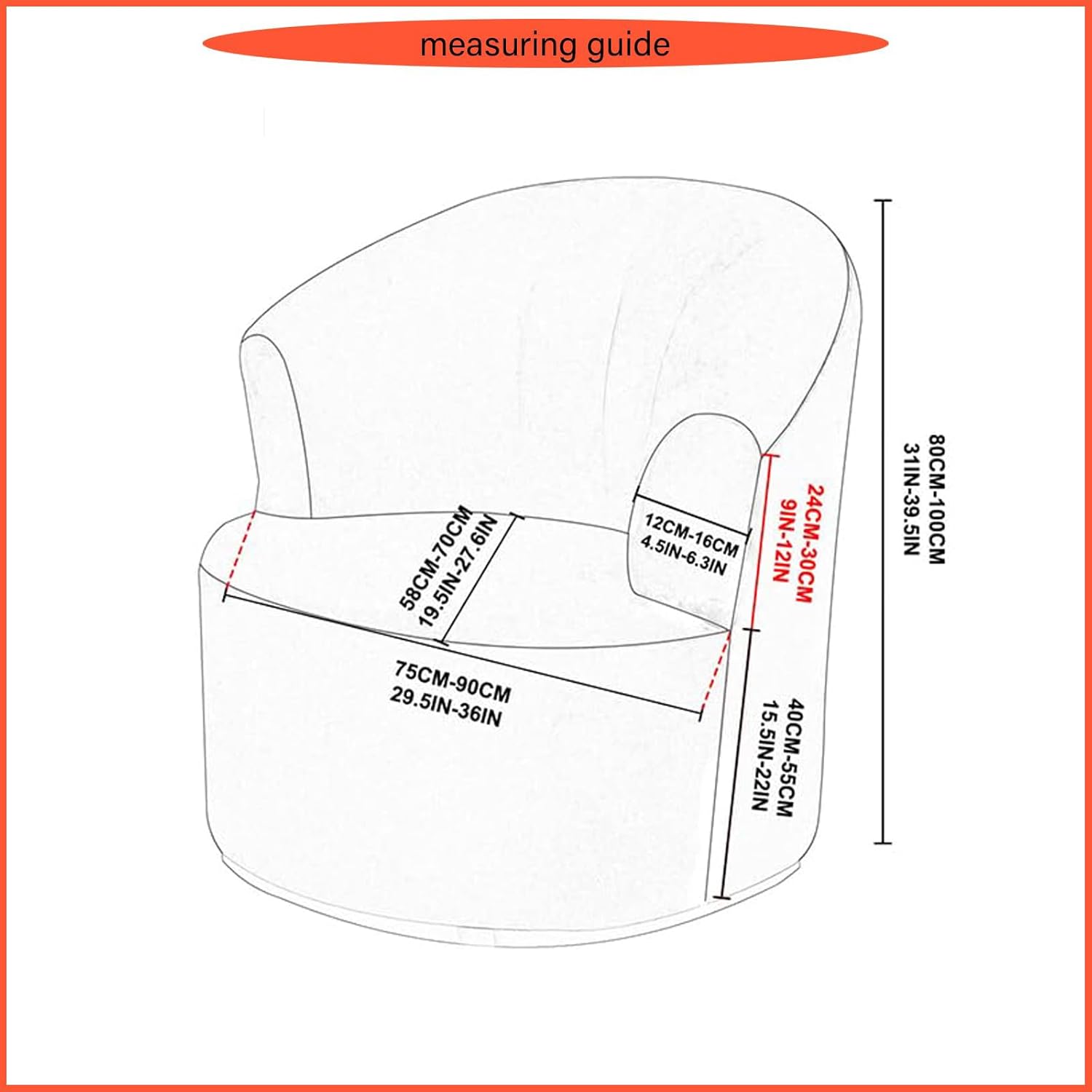 Round Club Swivel Chair Slipcover, Barrel Chair Cover, Stretch Round Club Armchair Slipcover, Soft Club Swivel Single Sofa Cover for Living Room Furniture Protector (Dark Brown)