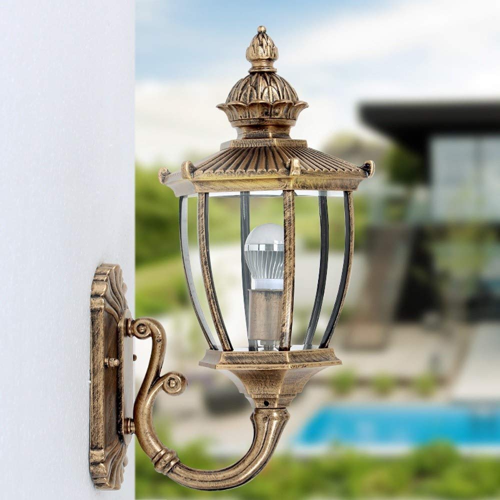 HPTHLY Wall Mounted Light Nordic Antique E27 Decoration Glass Lamp Wall Light Victoria Classical Retro Aluminum Bronze Brass Wall Lamp Lantern For Villa Hall(Bronze)