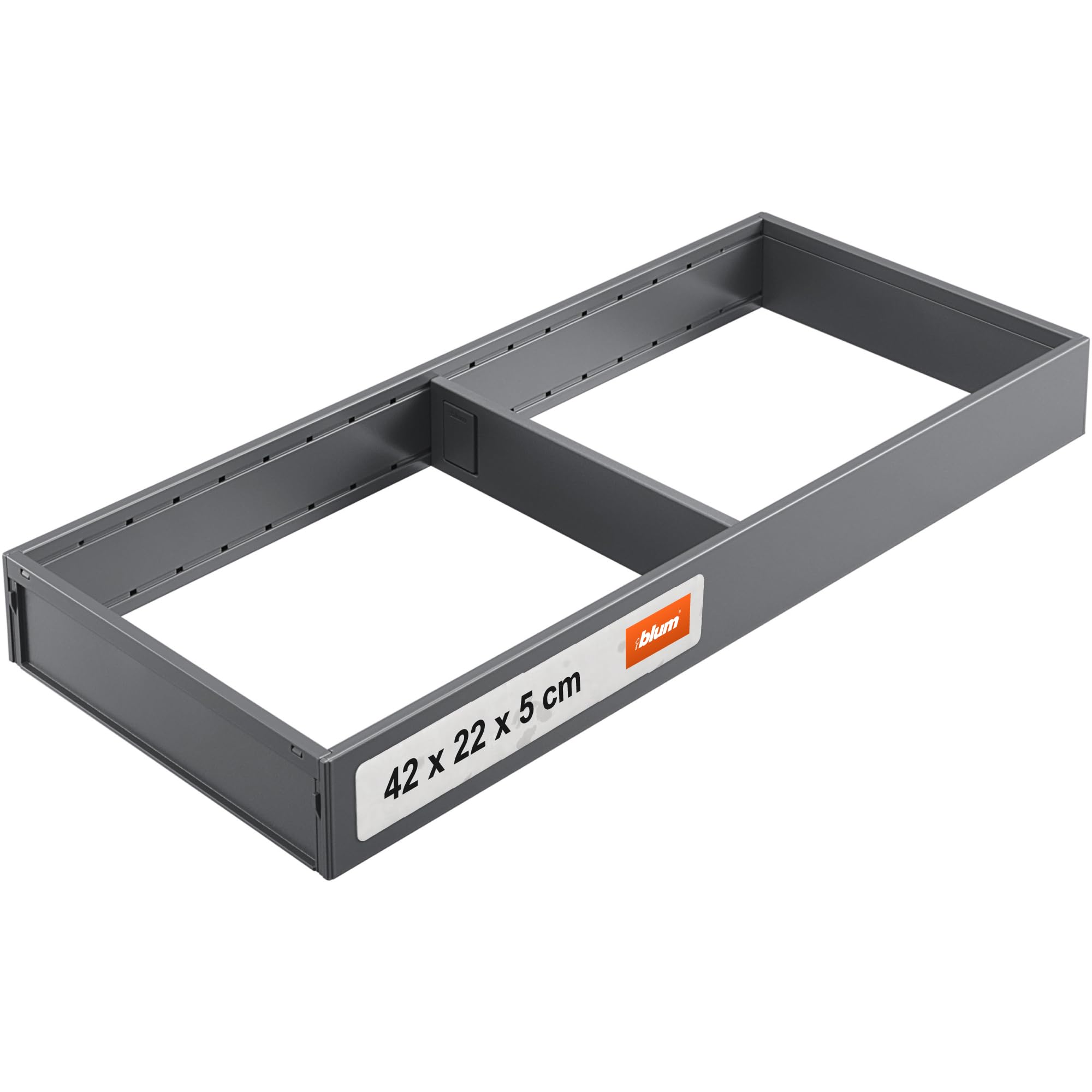 Blum AMBIA-LINE drawer organiser in powder-coated steel | ideally suited for use in kitchen, bathroom & living area | modularly expandable | 42×22×5.1 cm | with magnetic plate | Orion Grey
