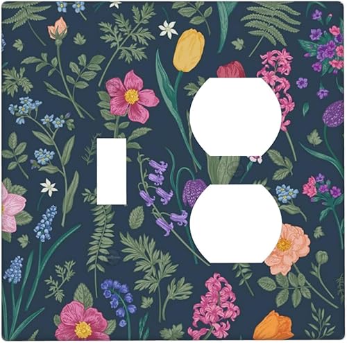 Miniatura 104 de Cubiertas de Interruptor de Luz de 1 Pandilla Bosques Animales Flores Hierba Árboles Placa de Pared Decorativa Interruptor Eléctrico para Decoración