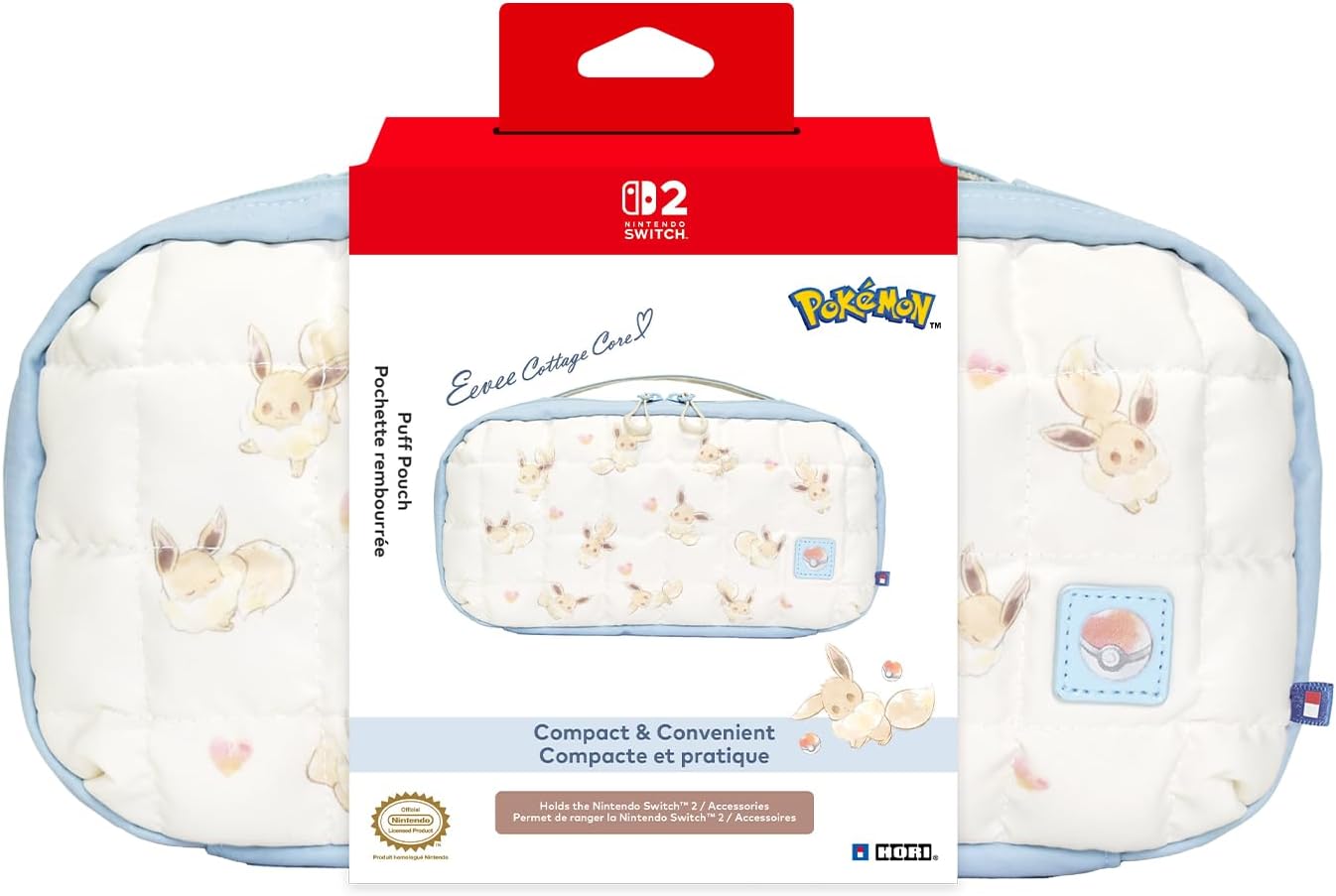 HORI Puff Pouch (Eevee) for Nintendo Switch 2 - Officially Licensed by Nintendo and The Pokemon Company International