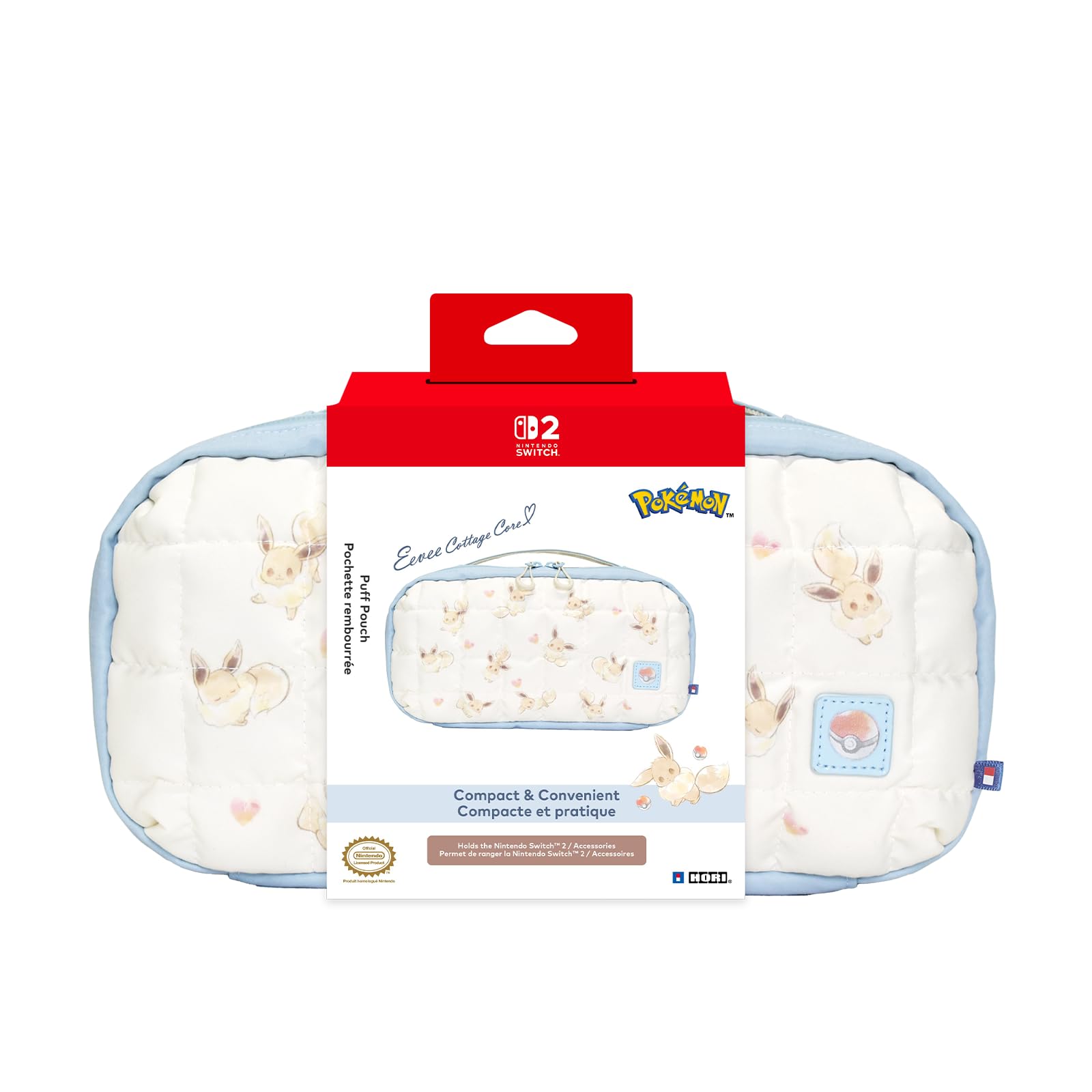 HORI Puff Pouch (Eevee) for Nintendo Switch 2 - Soft Carrying Pouch for Switch 2 - Officially Licensed by Nintendo and The Pokemon Company International blue