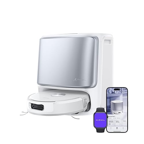 NARWAL Flow Robot Aspirapolvere Lavapavimenti All-in-one FlowWash Autopulizia, Aspirazione 22000Pa, Fotocamera AI, Pulizia Tappeti Autosvuotamento, Acqua 45-80°C e Asciugatura