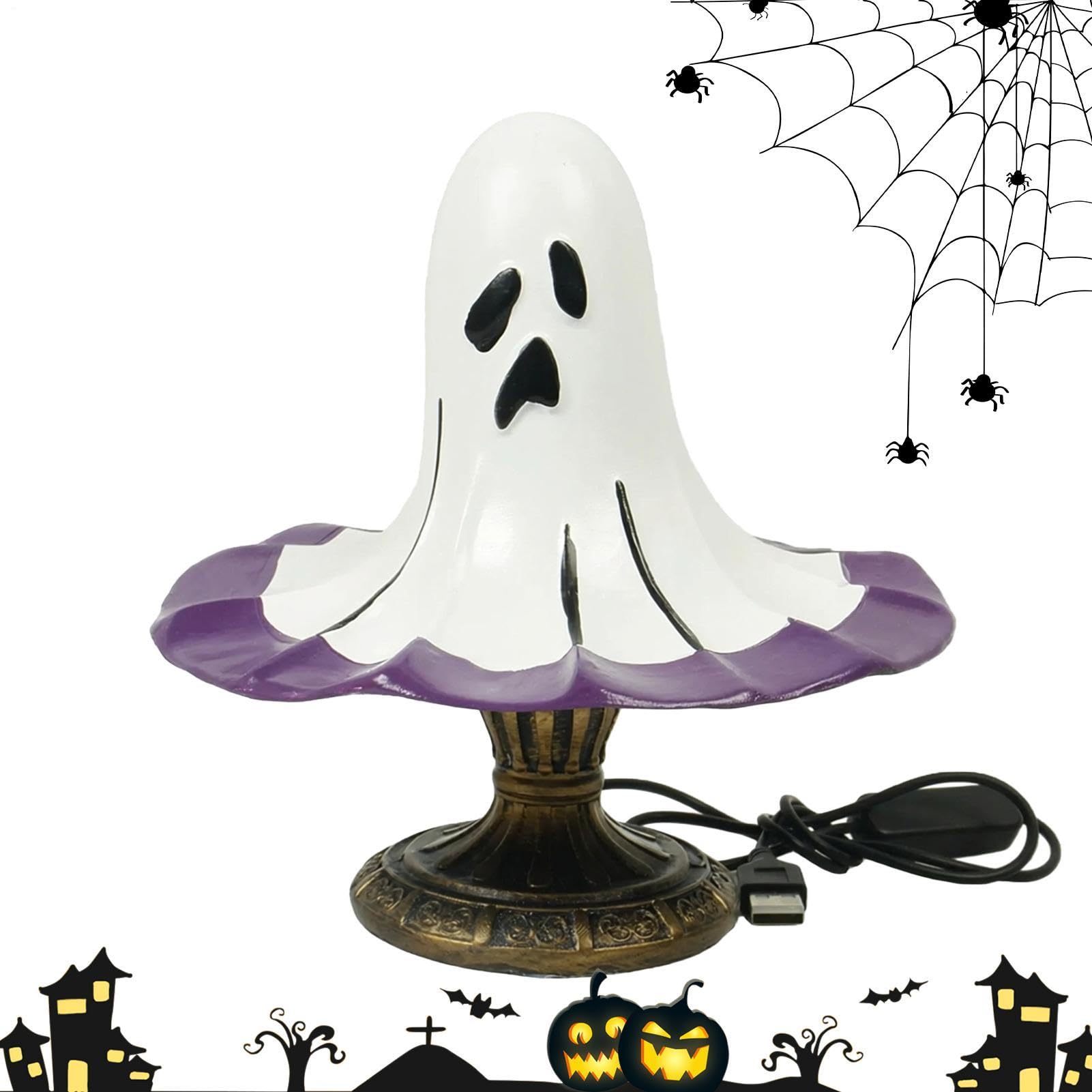 Lampada a forma di cappello fantasma di Halloween, in resina, stile gotico | Lampada fantasma di Halloween retrò per tavolo, camera da letto, libreria, caminetti, soggiorno, comodini, cucina, veranda