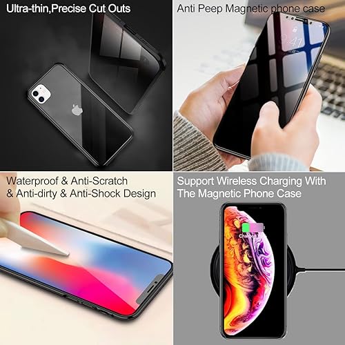 Miniatura 6 de ESTPEAK - Funda magnética de privacidad compatible con iPhone 12 Pro y 12, protector de pantalla magnético de doble cara y antiespía, funda