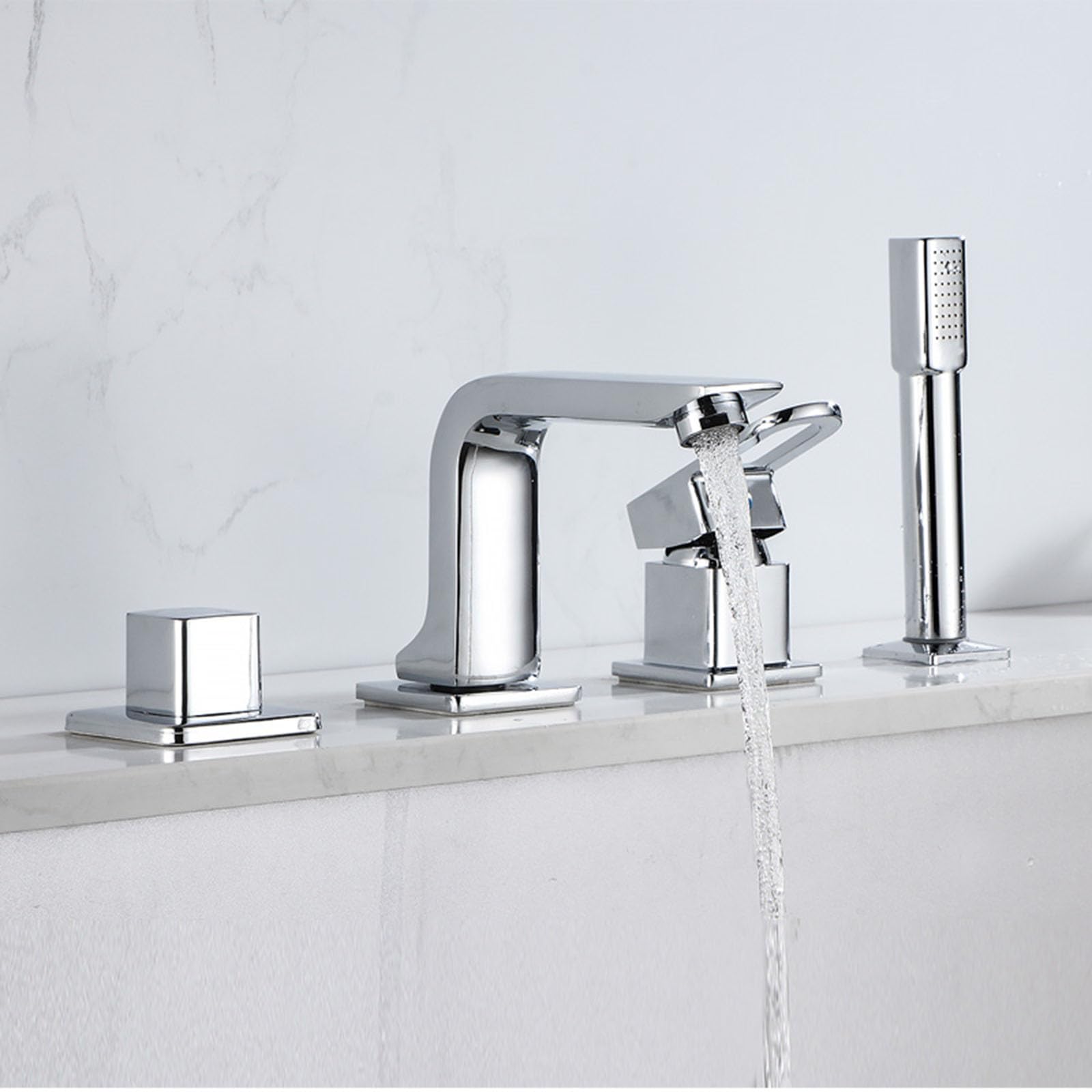 Robinet de salle de bain anti-éclaboussures avec douchette rotative 360° chrome LWX