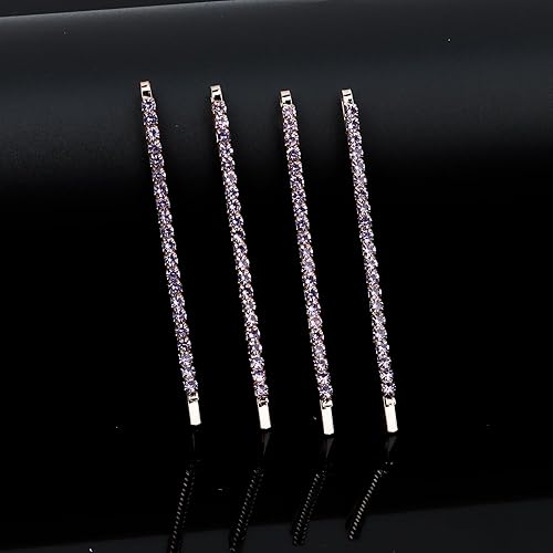 Miniatura 7 de Ondder 20 horquillas para mujer, horquillas de pelo moradas con diamantes de imitación para moños, horquillas de cristal para peinados de boda,