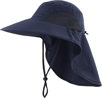 Home Prefer Outdoor UPF50+ Sun Hat Wide Brim Mesh Fishing Hat with Neck Flap