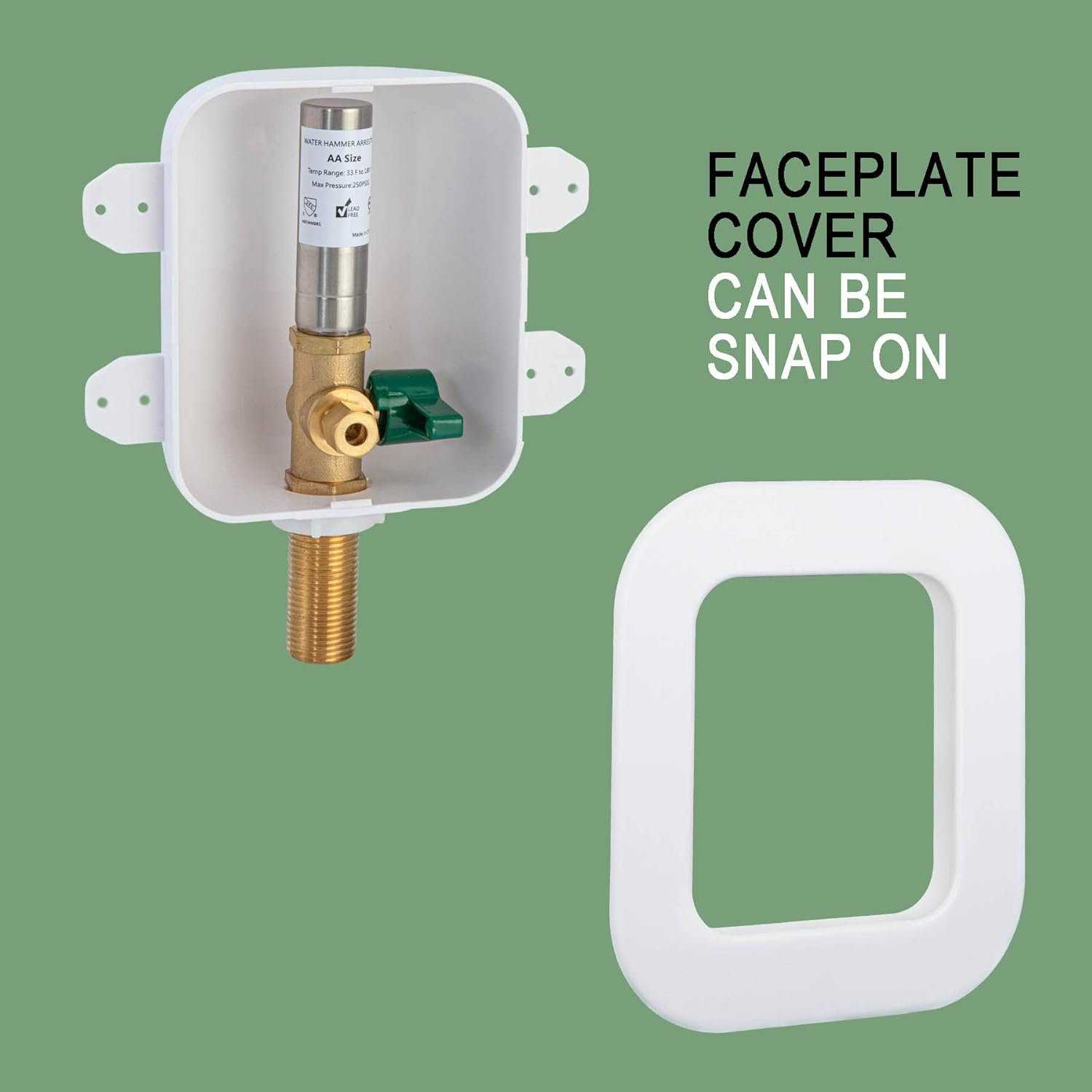 [1 Piece] Lingmfg Ice Maker Outlet Box Sweat Thread with Hammer Arrestor, 1/2 inch Thread, 1/2 inch Copper Sweat, Connection 1/4 Inch Ice Maker Hose, Water Valve Box Inlet Compression Cover Old Work