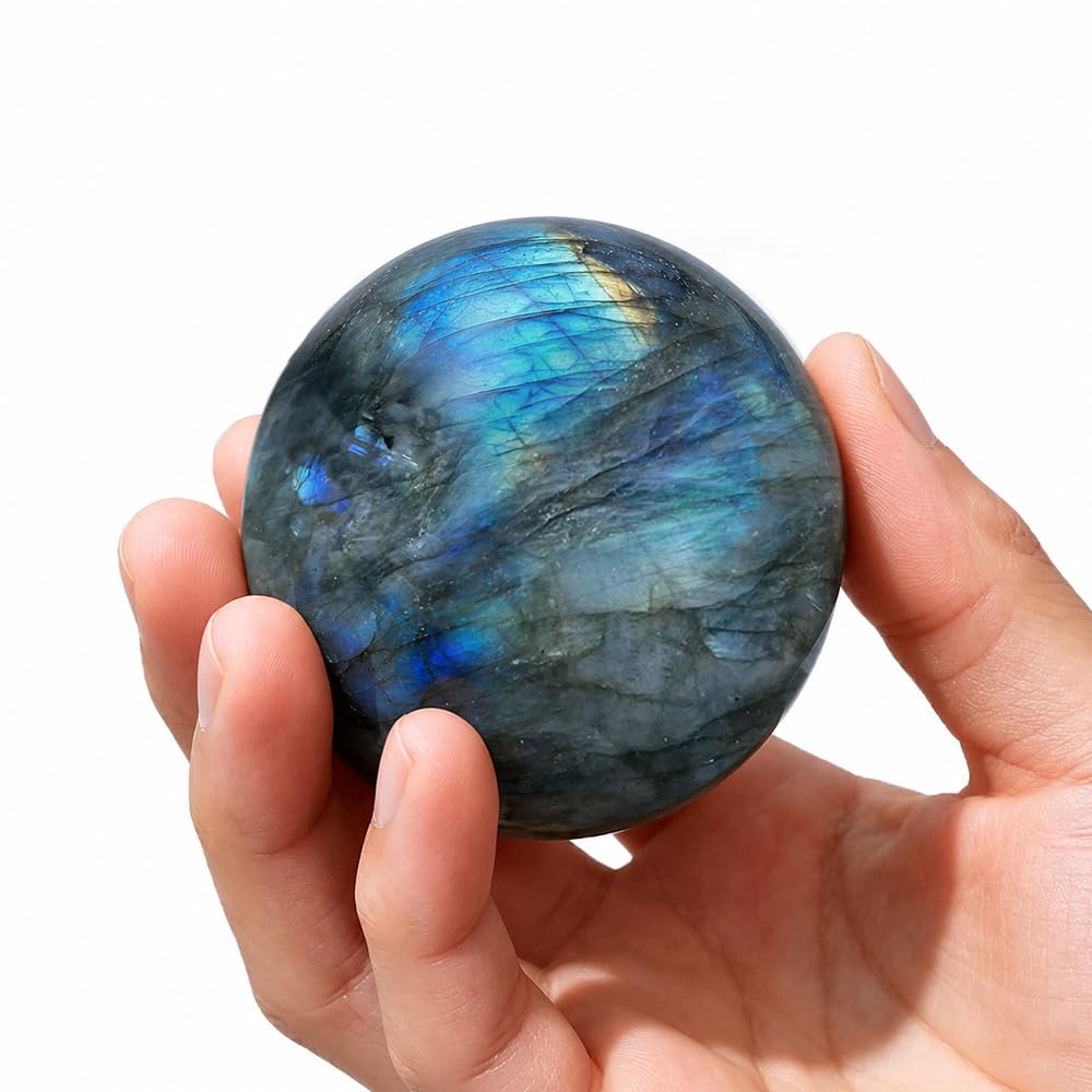 Labradorite Crystal Ball 2-2.4 inch with Stand Polished Sphere Home Decor