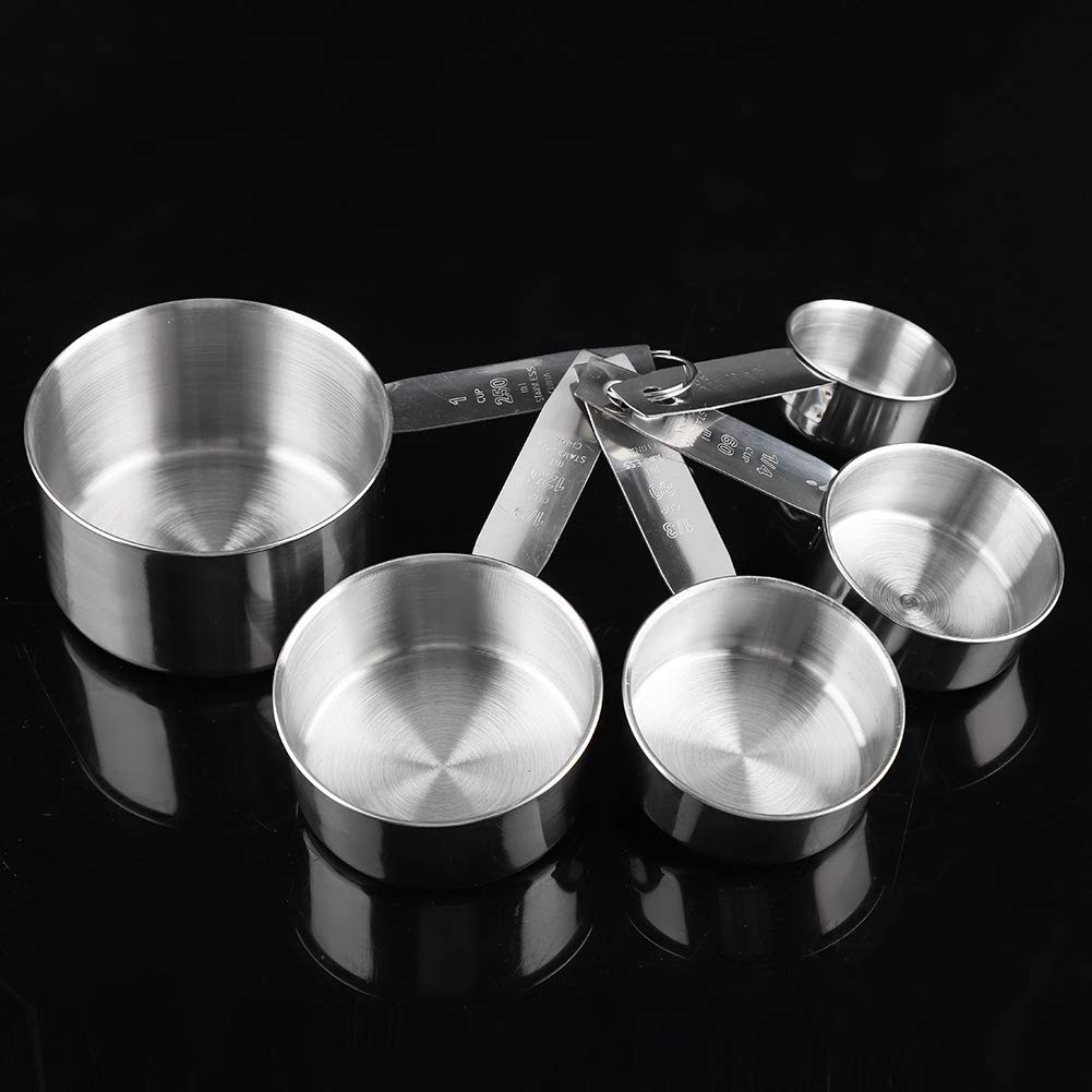 Set 5 Tasses à Mesurer Hominas - Acier Inoxydable, 30/60/80/125/250 Ml - Pour Cuisine Liquides & Solides