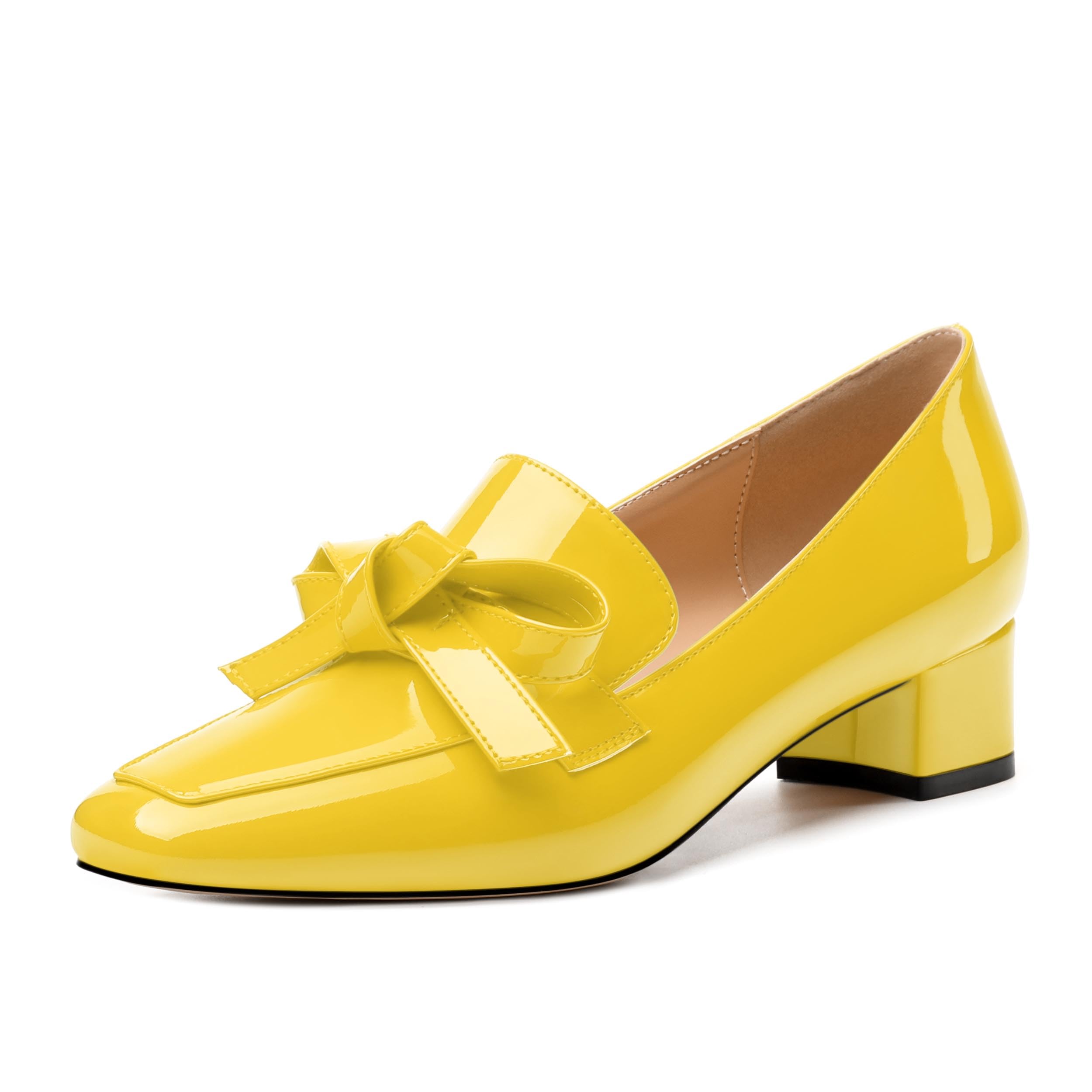 Womens Loafer with Heel, Comfortable Chunky Heels for Women, Loafers Shoes with Bowknot Womens Bunion Dress Shoes