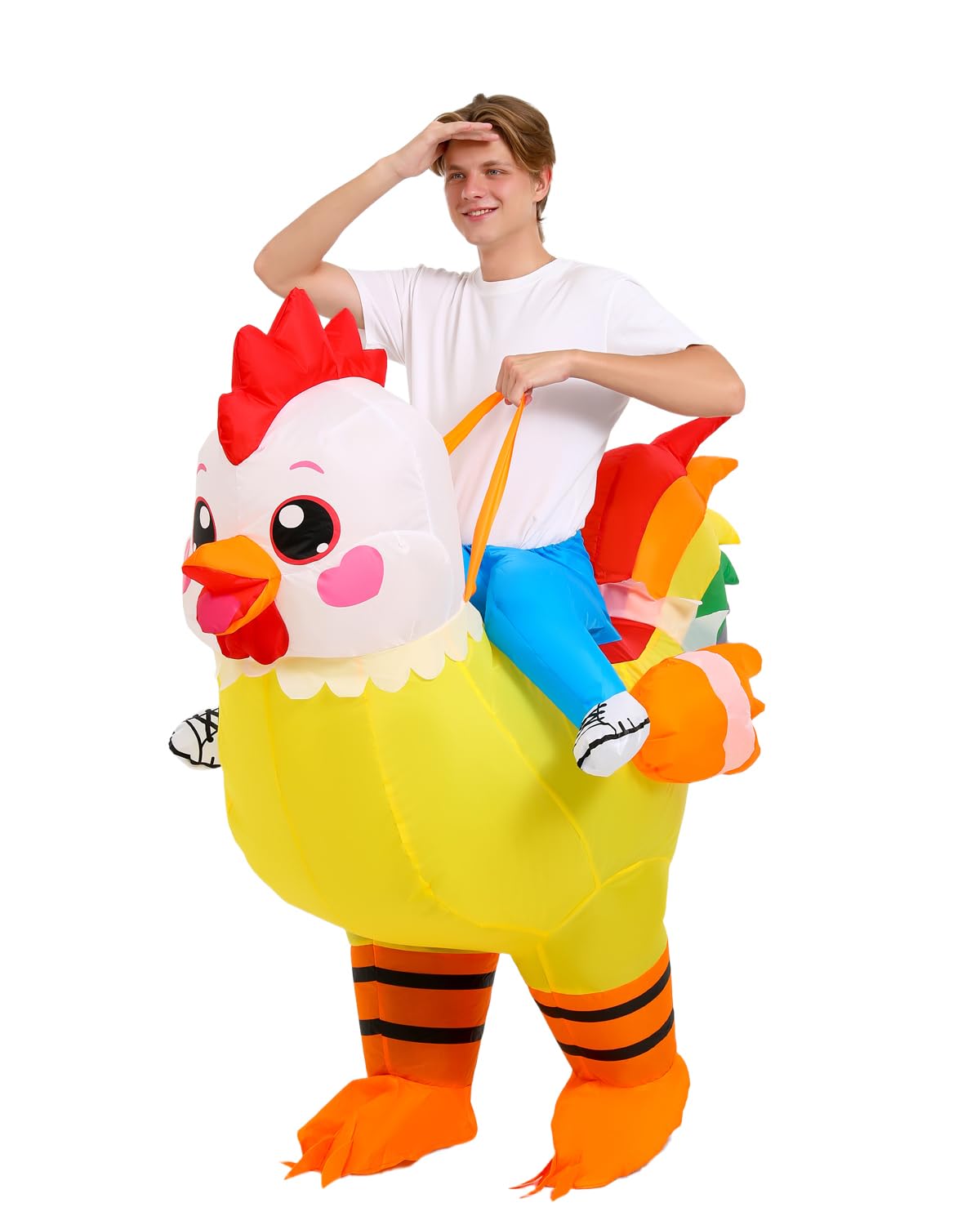 Disfraz Hinchable de Gallo para Adultos, Traje Inflable Animal Gracioso para Montar, Disfraz de Pollo para Despedidas de Soltero, Carnaval y Halloween