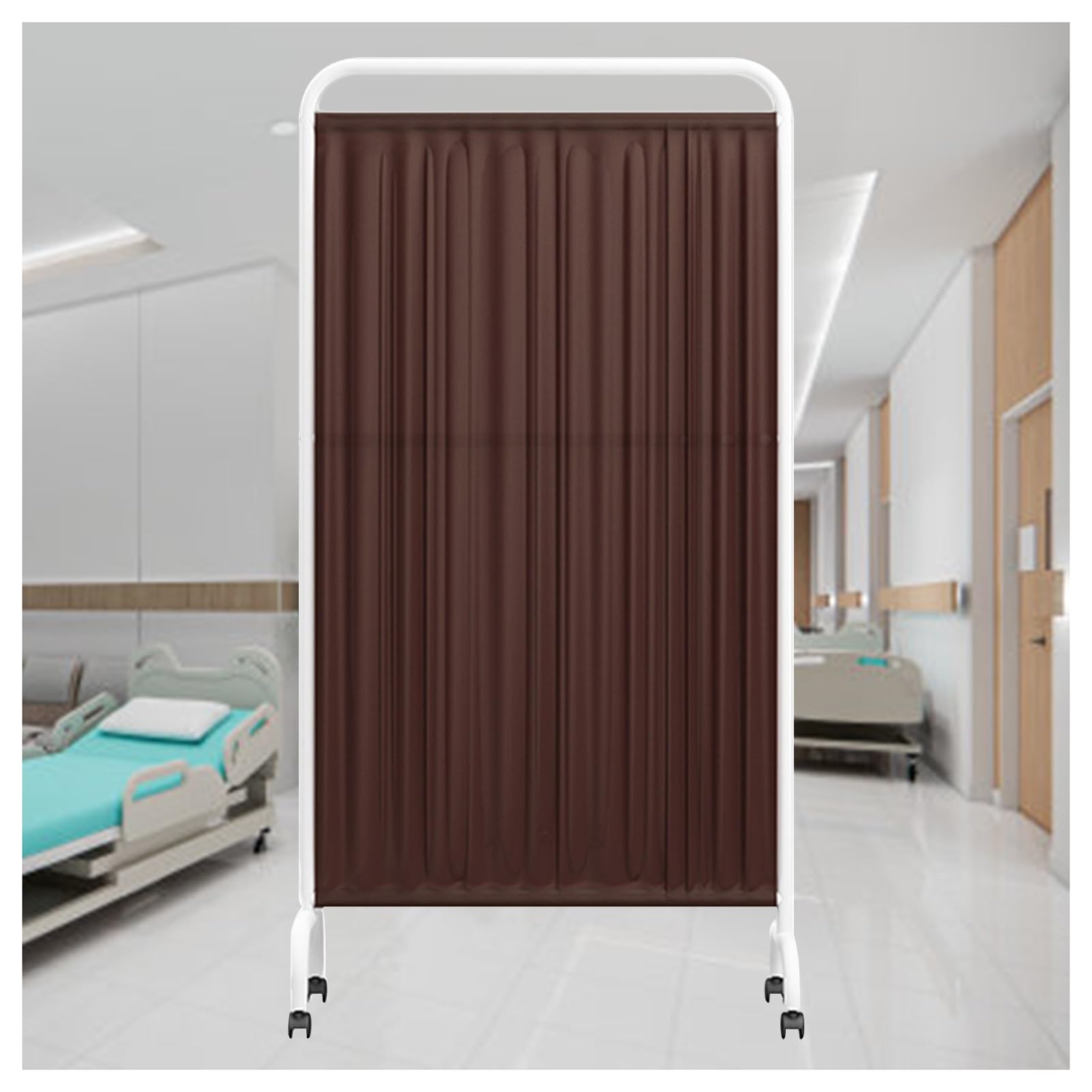 Schermo divisorio Medico Alto 1,8 m, con Ruote, Portatile e Pieghevole, Ideale per saloni di Bellezza, uffici e Sale Visita (Marrone, 2 Pannelli).