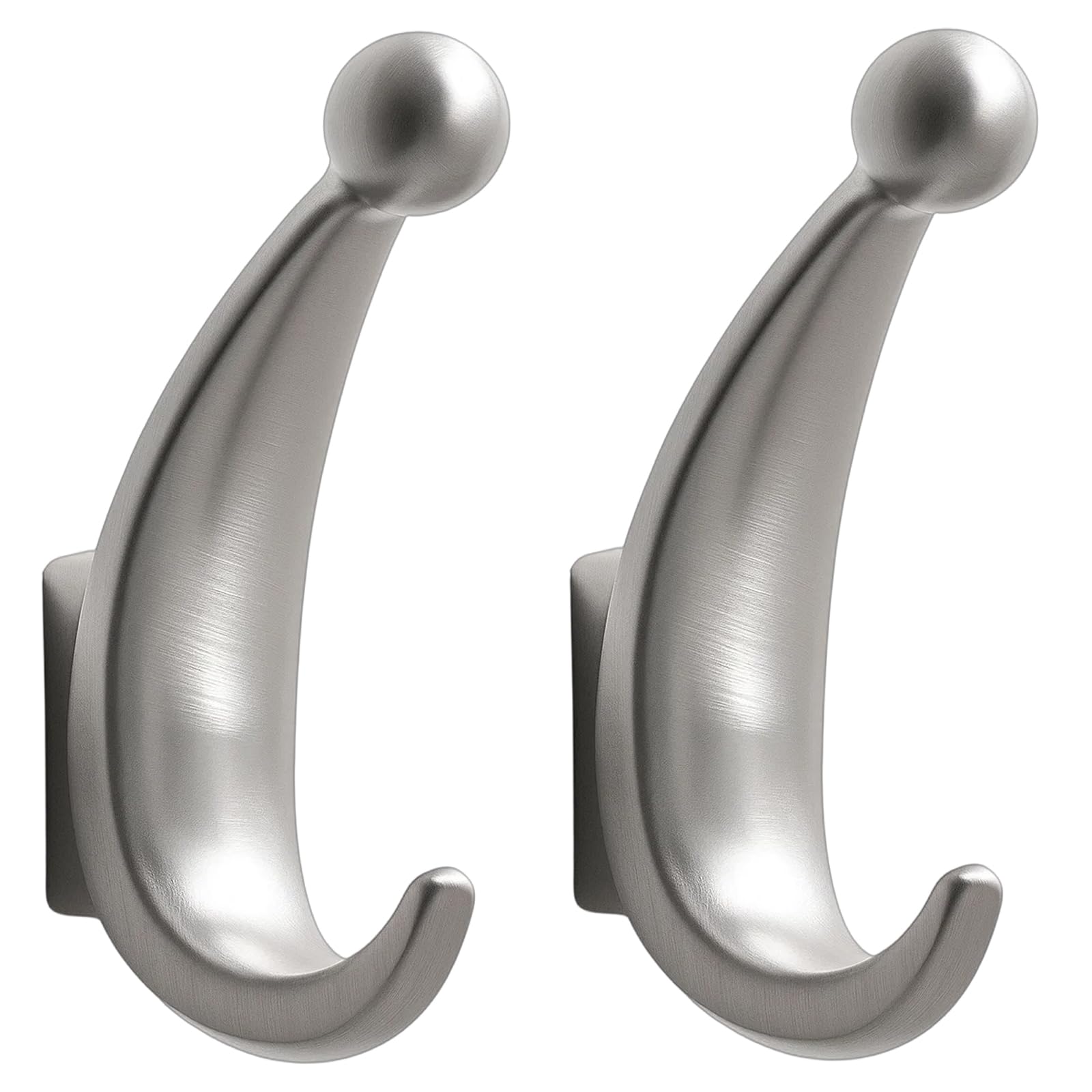 Door Hooks, 2 Pack Screw in Bathroom Hooks, Chrome Door Hooks for Towels, Robes, and Bags, Sturdy Mounting Hardware Included, Coat Robe Keys Clothes Bags