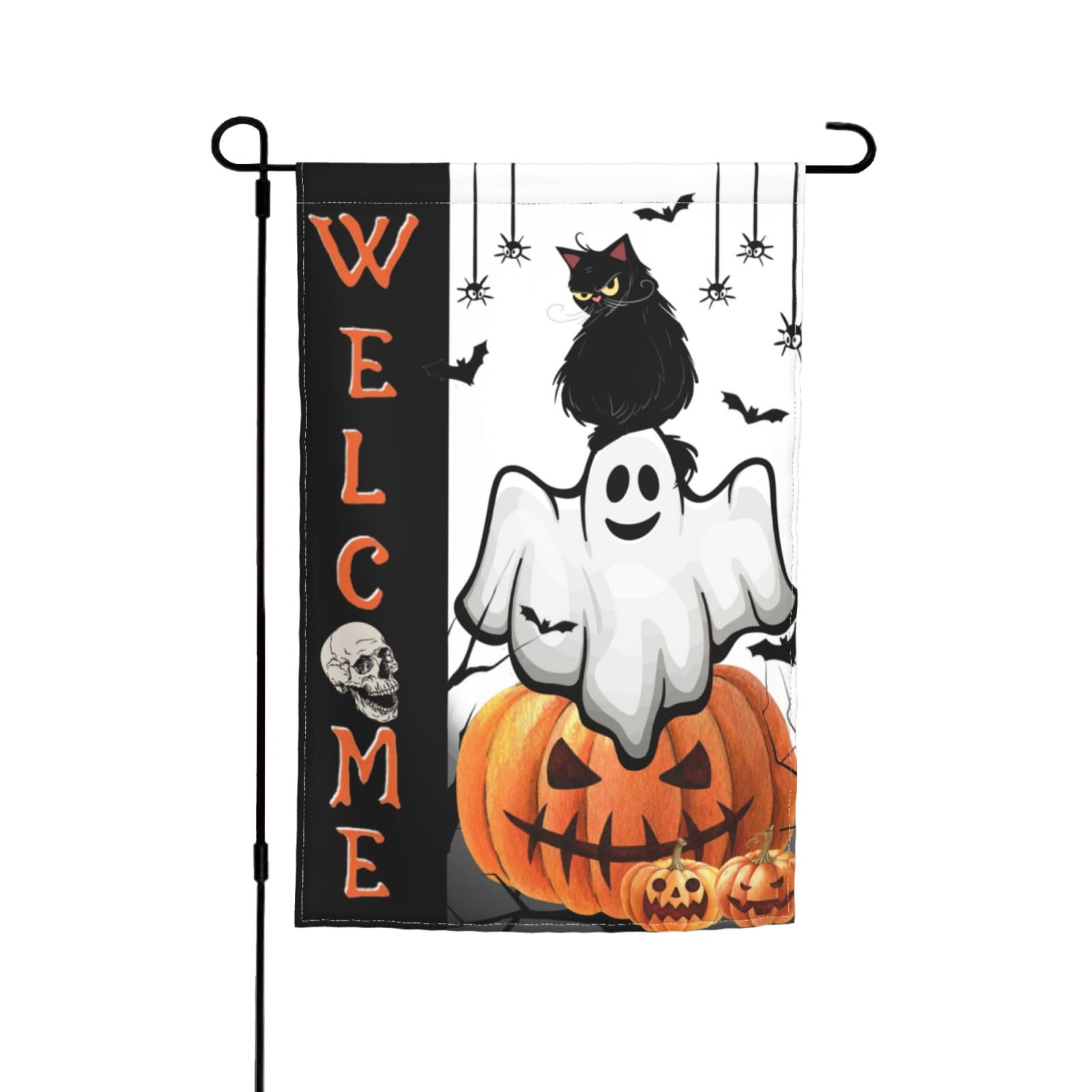 Halloween Ghost Cat Boo Bat Welcome Garden Flag 12x18 Inch Double Sided Vertical Decoration Yard Small Flag For Outside Holiday Seasonal Outdoor — image 1