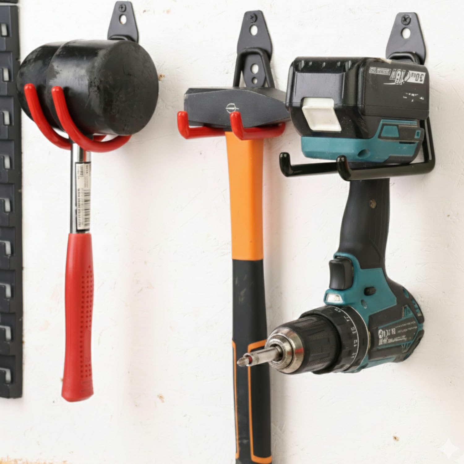 botle Set di 10 ganci da parete, ganci per attrezzi, per utensili elettrici, forma d'onda 19 cm, rivestimento in PVC, per garage, capannoni, biciclette o tubi da giardino, doppio gancio, portata fino