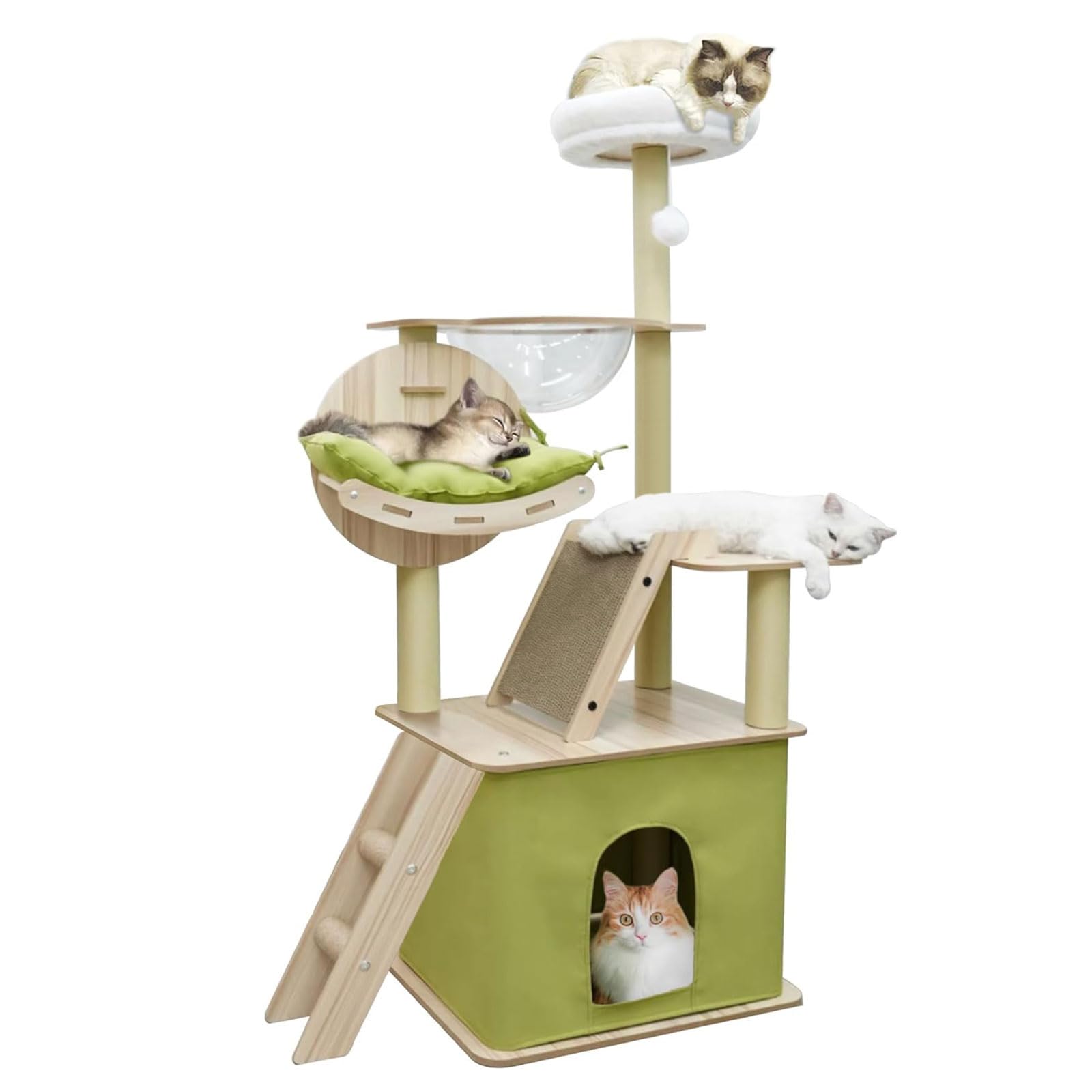 Cat Tree, 140CM Large Cat Tree Tower for Indoor Cats, Super Spacious Condo, Cat Climbing Frame, Large Cat Nest, Wide Padded Perch Scratching Posts & Pad for Indoor Cats